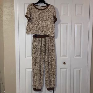 Crescent Leopard Print PJ Set Size Large
